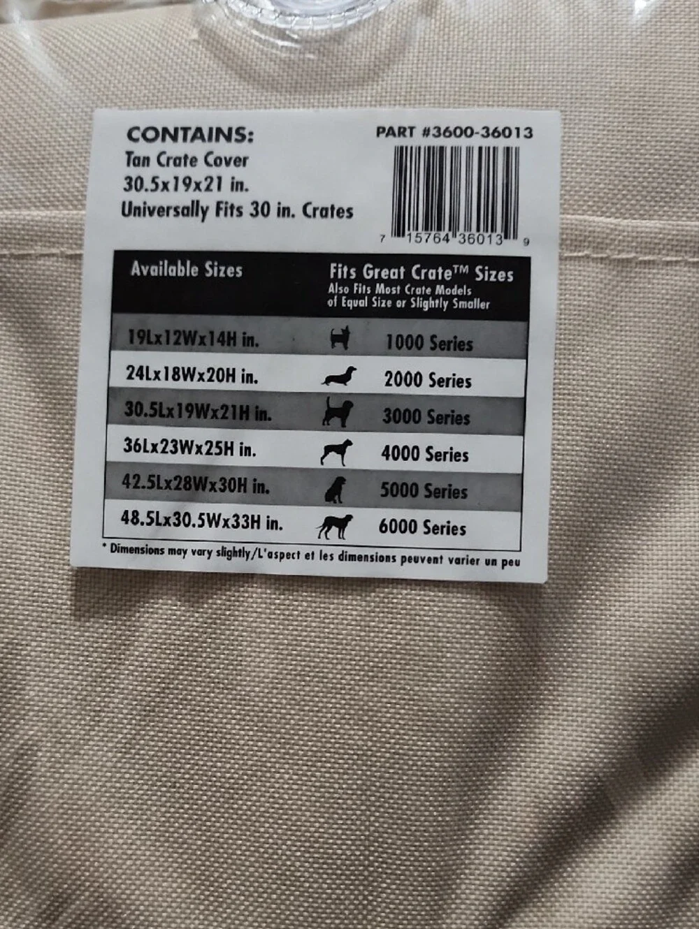 Precision Pet Indoor/Outdoor Crate Cover - Beige/Black